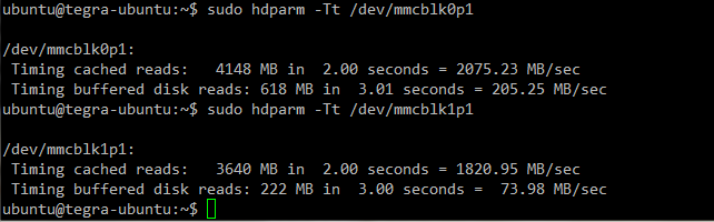 hdparm screenshot